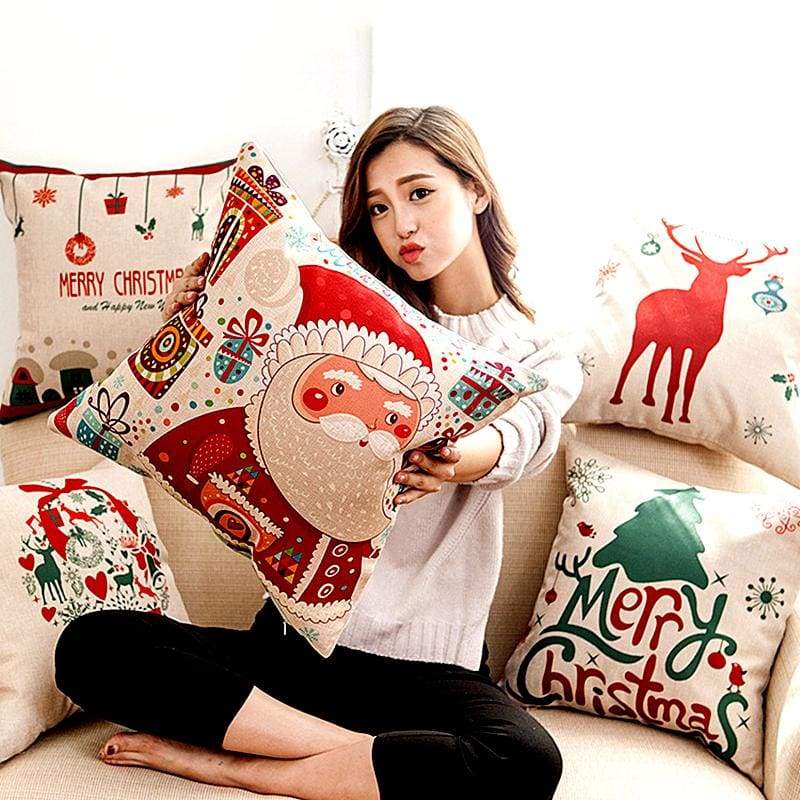Linen Decorative Pillows Cover - Christmas Decoration