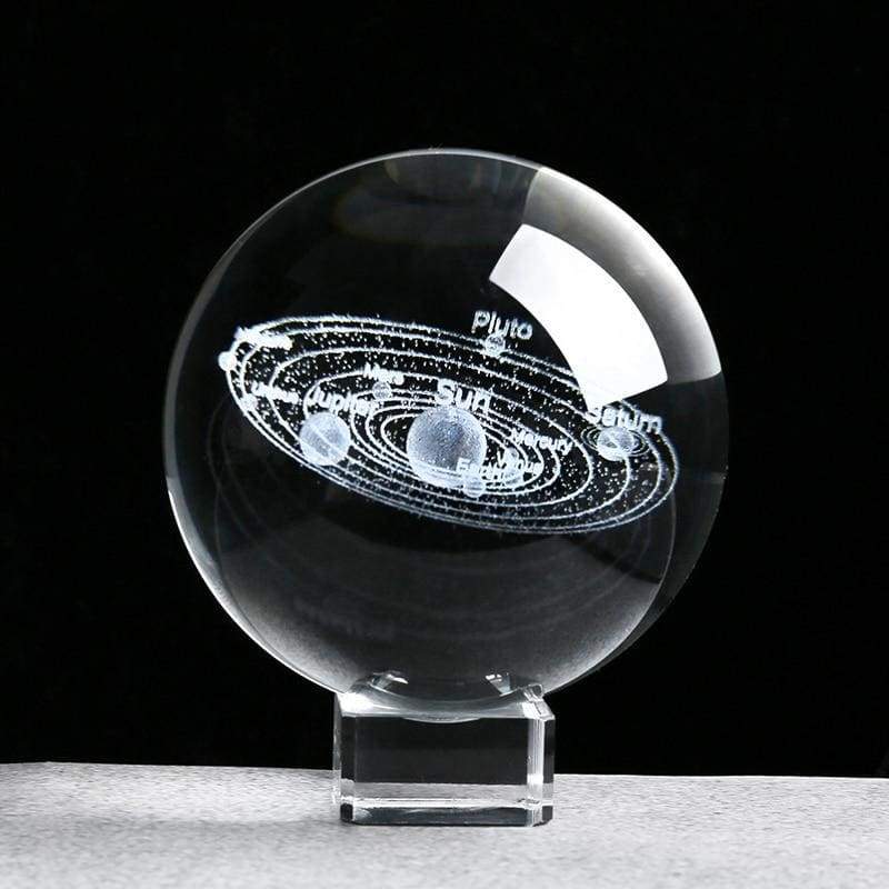 Solar System Crystal Ball 3D - with crystal base / 6cm