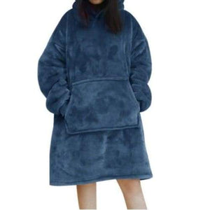 Wearable Hooded Blankets Pullover - solid blue / Kids
