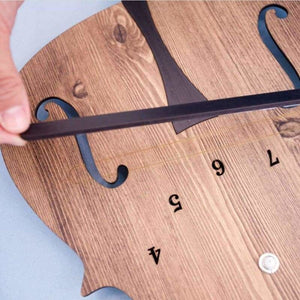 Wooden Violin Wall Clock - Light brown - Clocks
