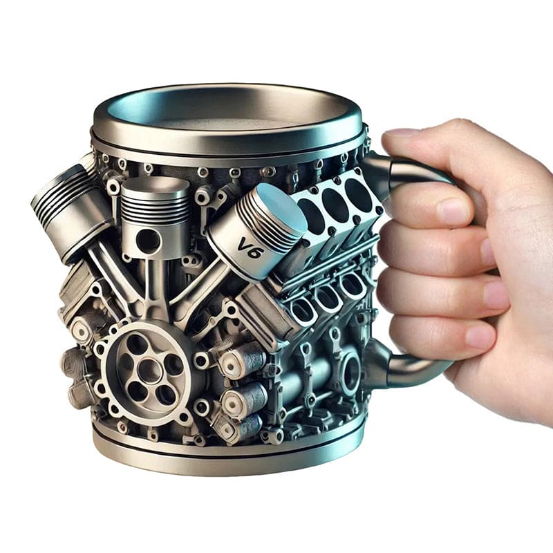 3d engine design coffee mug ☕ | stainless steel & resin car