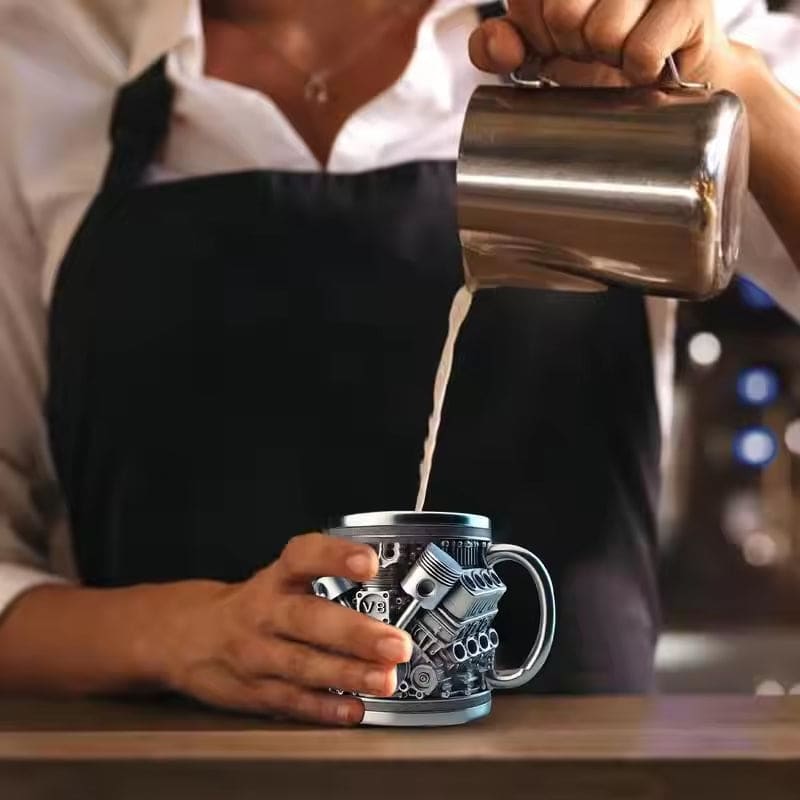 3d engine design coffee mug ☕ | stainless steel & resin car