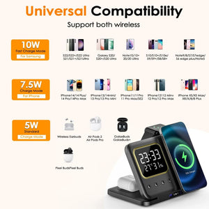 5-in-1 fast charging wireless phone stand ⚡ with led clock