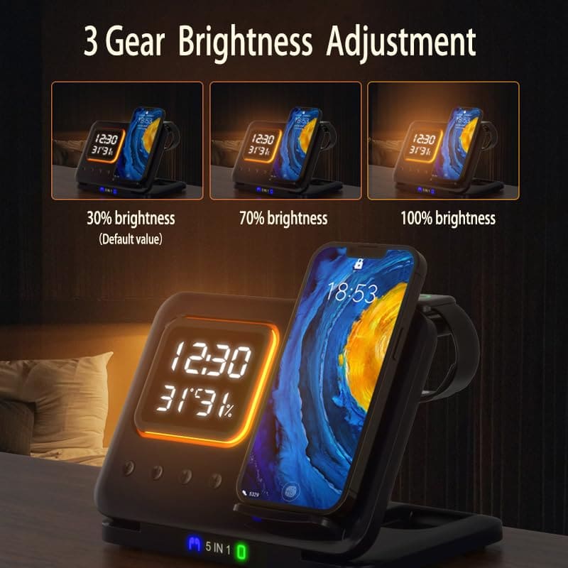5-in-1 fast charging wireless phone stand ⚡ with led clock