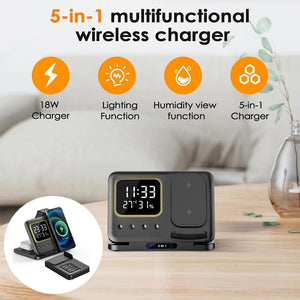 5-in-1 fast charging wireless phone stand ⚡ with led clock