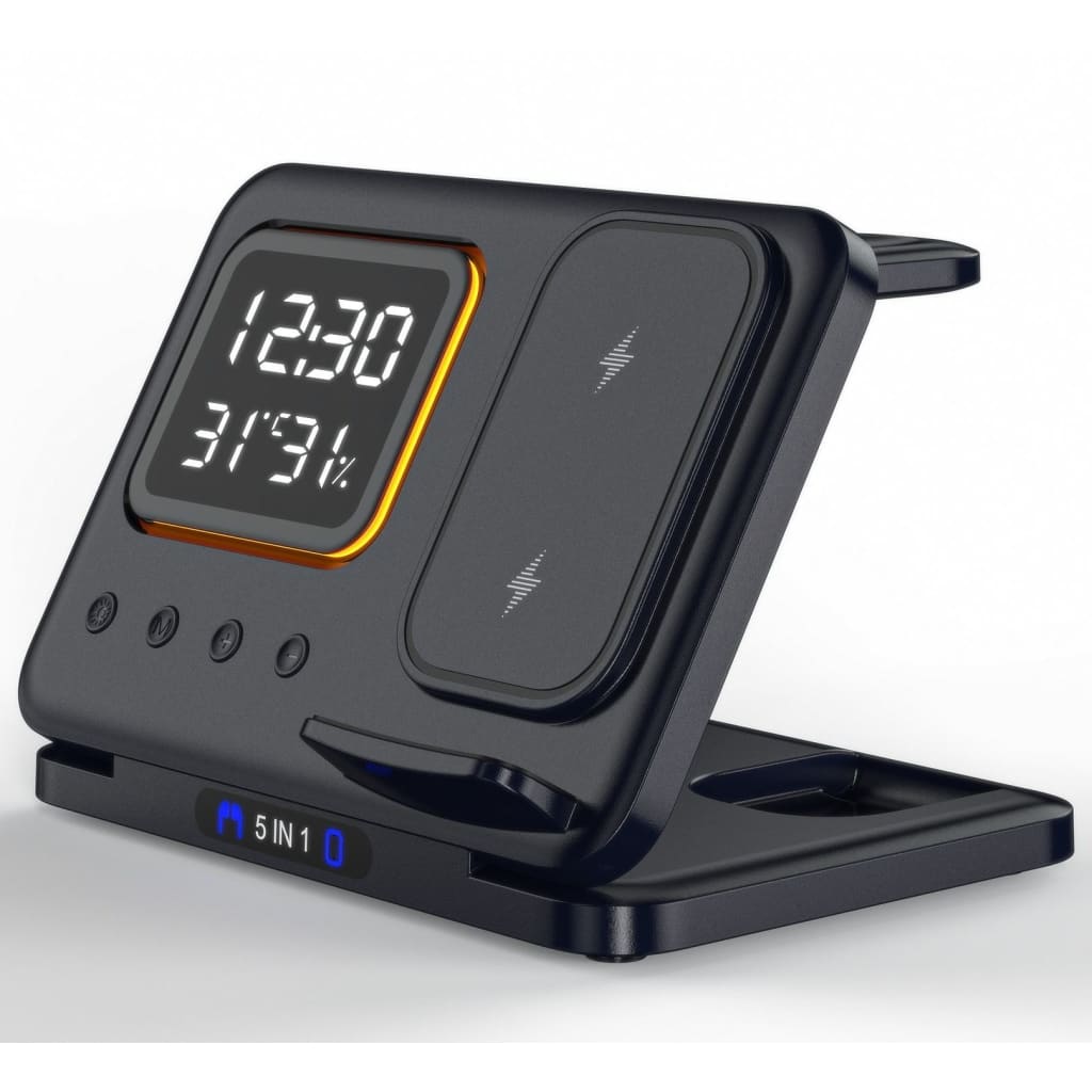 5-in-1 fast charging wireless phone stand ⚡ with led clock