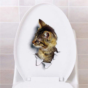 Amazing 3d cat toilet sticker - g-xh2002 - wall stickers