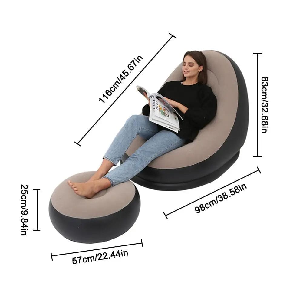 Inflatable lazy sofa with foot pad & electric air pump –