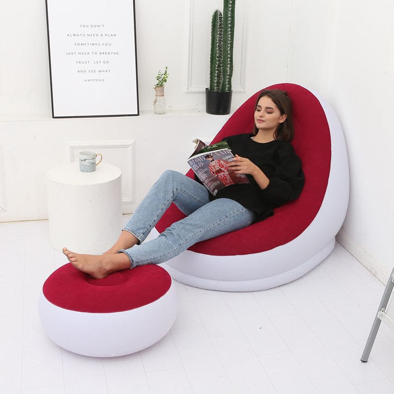 Inflatable lazy sofa with foot pad & electric air pump –