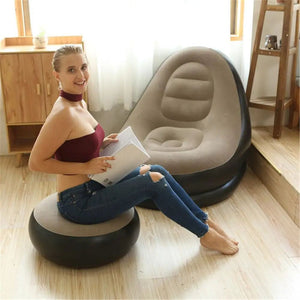 Inflatable lazy sofa with foot pad & electric air pump –