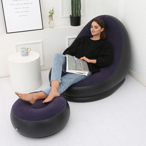 Inflatable lazy sofa with foot pad & electric air pump –