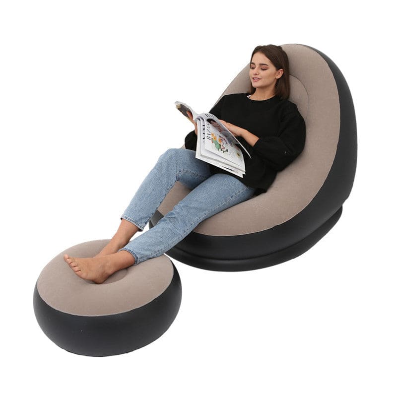 Inflatable lazy sofa with foot pad & electric air pump –