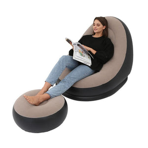 Inflatable lazy sofa with foot pad & electric air pump –