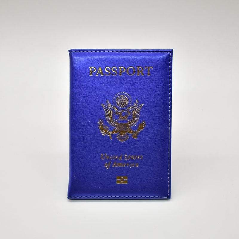 Leather usa passport holder - blue - card & id holders