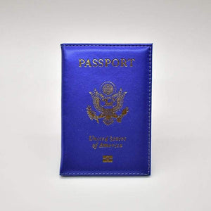 Leather usa passport holder - blue - card & id holders