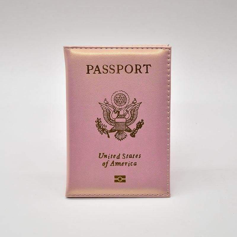 Leather usa passport holder - pink - card & id holders