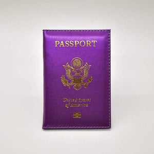 Leather usa passport holder - purple - card & id holders