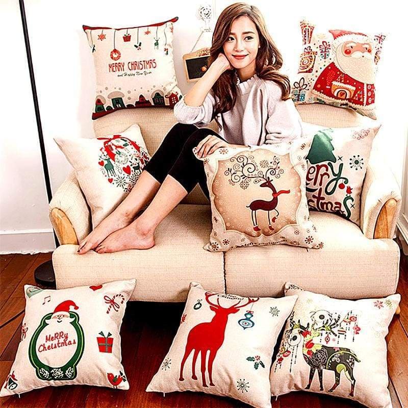 Linen decorative pillows cover - christmas decoration