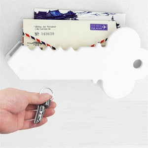 Mail holder and magnetic key rack - white - chains