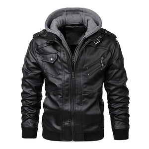 Men’s slim fit pu leather jacket with zipper | casual