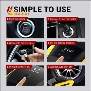 Portable car tire inflator – 12v automatic air compressor