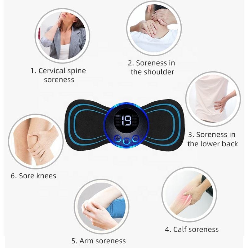 Portable ems gel patch massager – rechargeable muscle