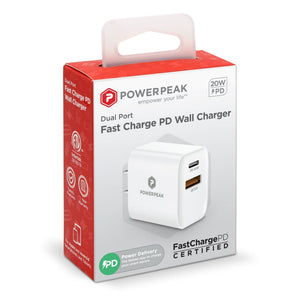 Powerpeak dual port pd wall charger – 18w ultra-fast usb-c
