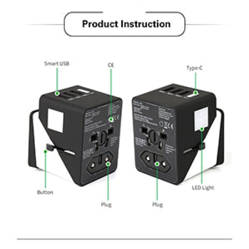 Premium universal travel adapter – 3 usb + 1 type-c fast
