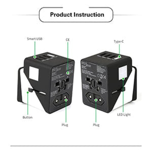 Premium universal travel adapter – 3 usb + 1 type-c fast