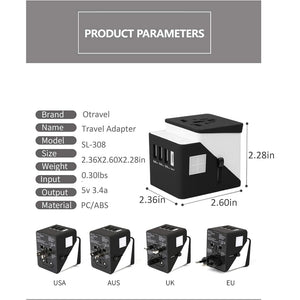 Premium universal travel adapter – 3 usb + 1 type-c fast