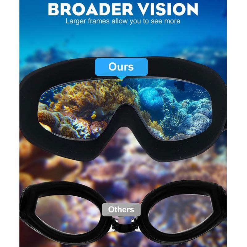 Professional anti-fog swim goggles wide vision + uv