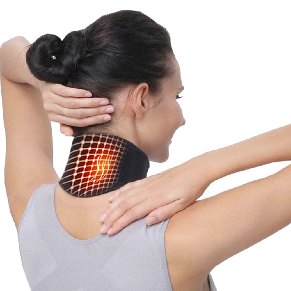 🌿 tourmaline self-heating neck support massager – natural