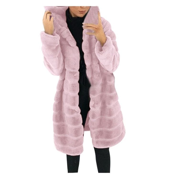 Women’s medium to long faux fur hooded coat | warm &