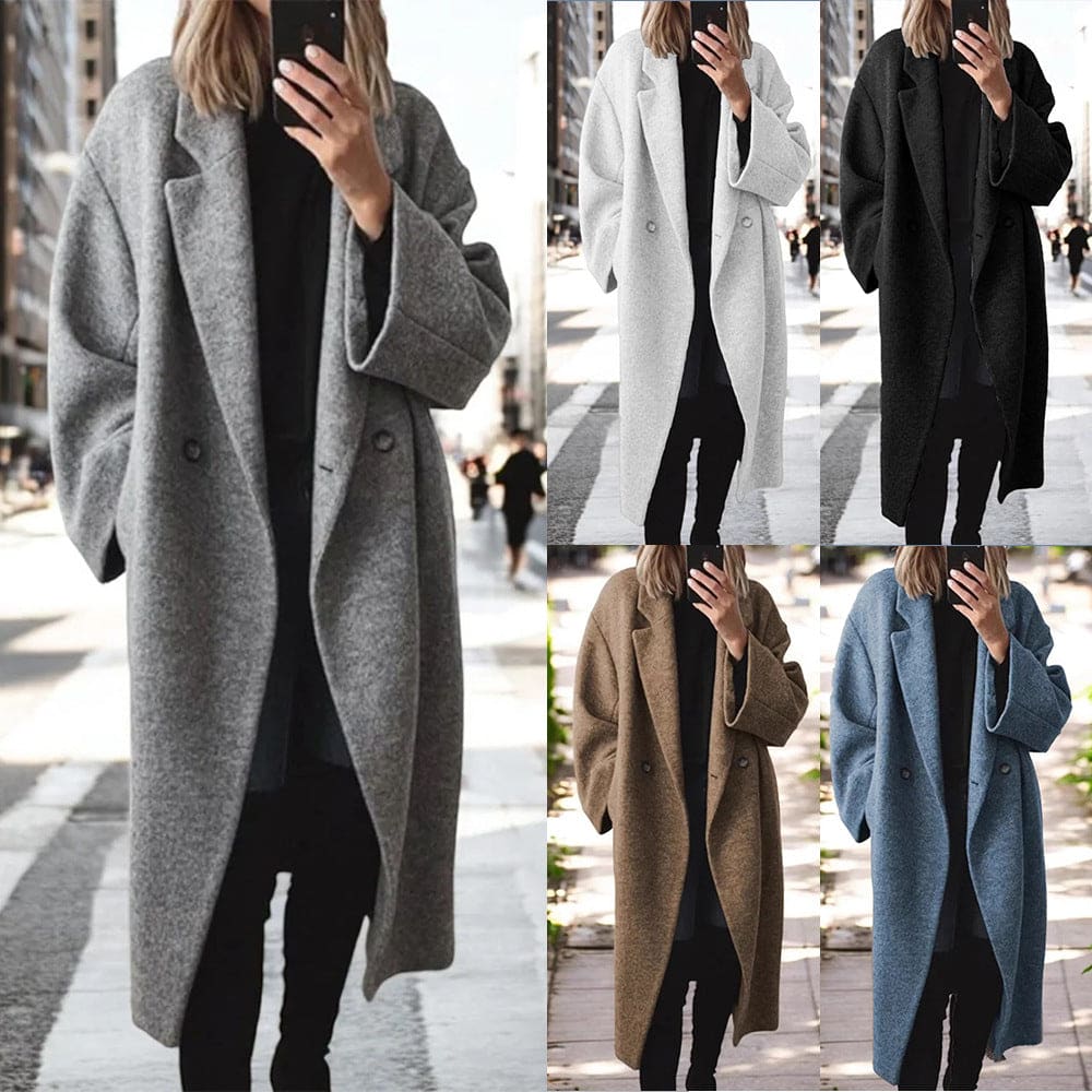 Women’s multi-colored wool blend long windbreaker jacket