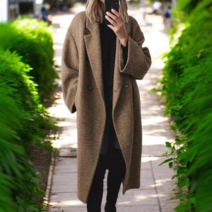 Women’s multi-colored wool blend long windbreaker jacket