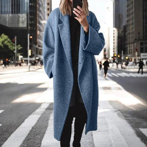 Women’s multi-colored wool blend long windbreaker jacket