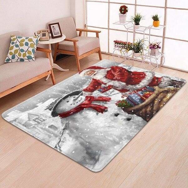 3d christmas floor mat just for you - white santa claus / 