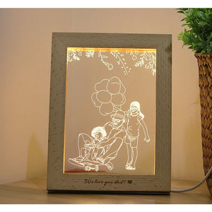 3D LED ILLUSION Wooden Photo Frame - 3 person Custom