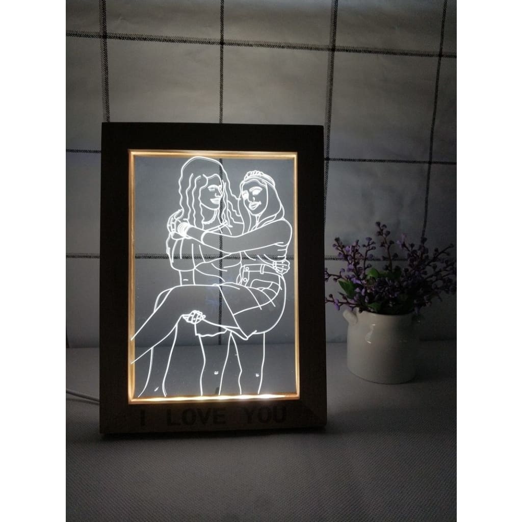 3D LED ILLUSION Wooden Photo Frame - 4 person Custom