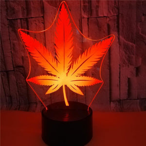 3D Maple Leaf LED Lamp - No Remote Control - Illusion