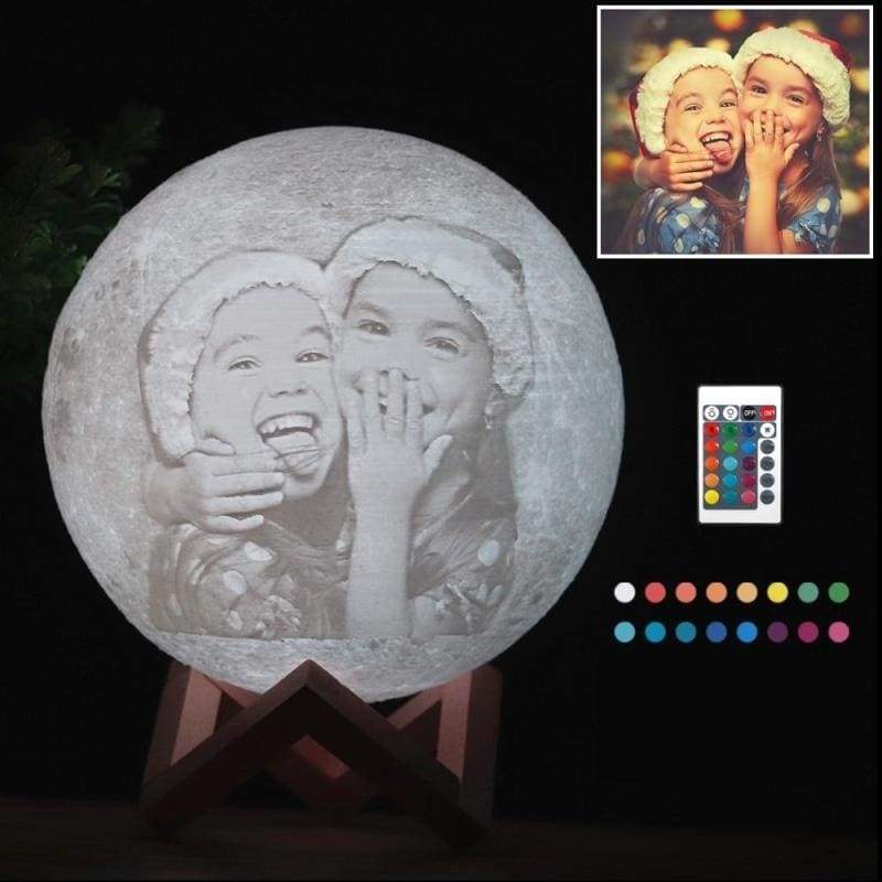 3D Photo Moon Lamp Night Light - 16 colors Timer / 15CM