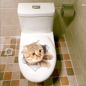 Amazing 3D Cat Toilet Sticker - B-14146 - Wall Stickers
