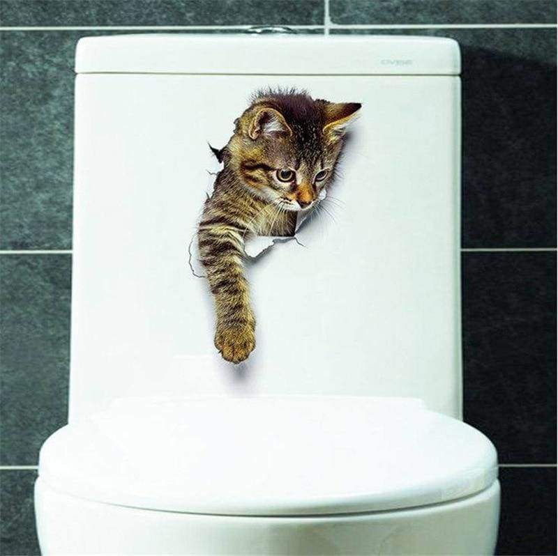 Amazing 3d cat toilet sticker - h-xh2003 - wall stickers