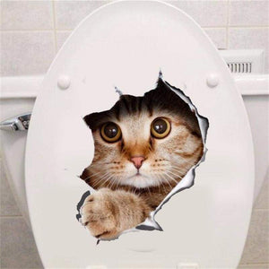 Amazing 3D Cat Toilet Sticker - Wall Stickers