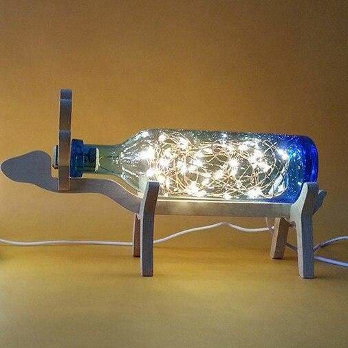 Creative Wood Deer Lamp - Blue / Button Switch - Night