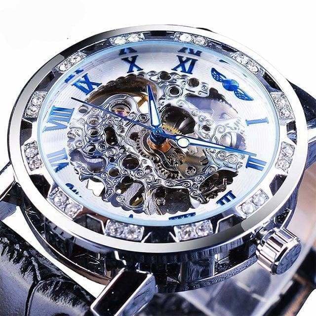 Diamond watch mechanical wrist for beloved - blue - watches