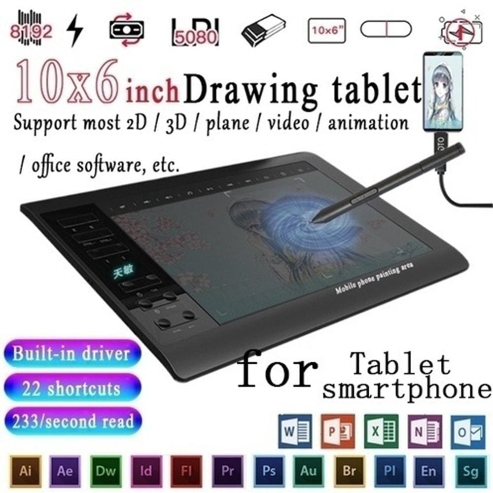 Digital Drawing Tablet - Black - electronics devices