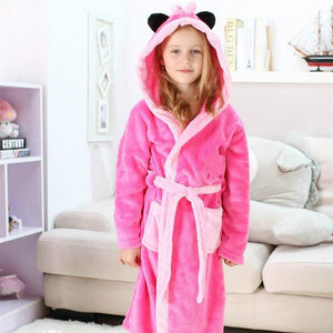 Dinosaur hooded children bathrobes - pink / 4t - 