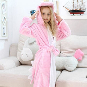 Dinosaur hooded children bathrobes - pink / 4t - 