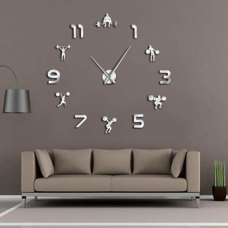 Frameless wall clock for workout - silver / 47 inch - clocks